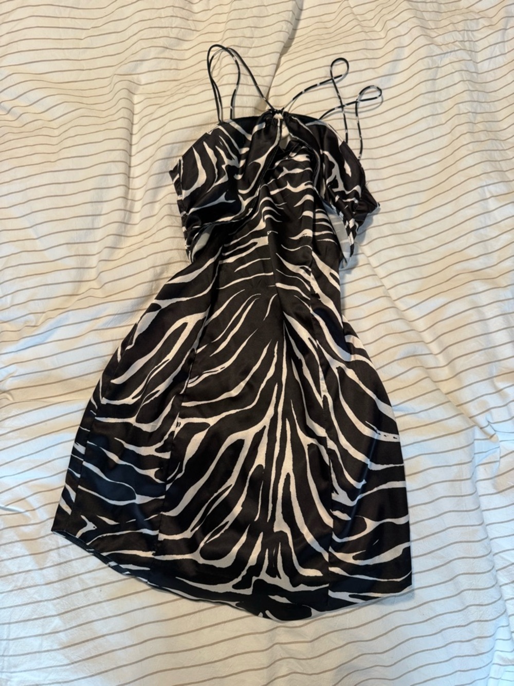 Zara Black and White Zebra Satin Slip Dress